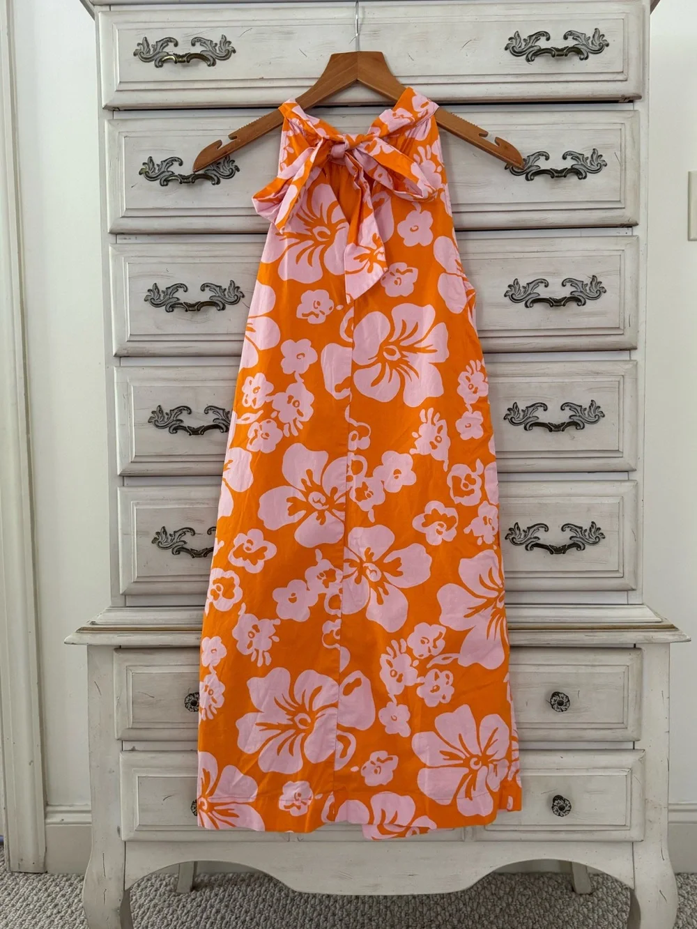 J. Crew Orange Floral Boho Beach Cotton Pocketed Dress